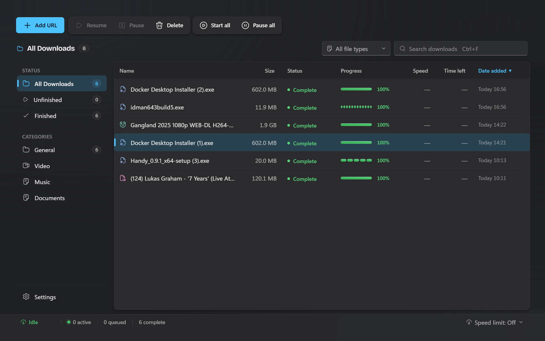 The Grabify app in dark mode.